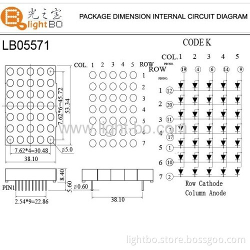 2.1" Ultra Bright Blue 5mm 5 X 7 Dot Matrix Led Display For Digital Display Screens And Lift Position Indicator 
